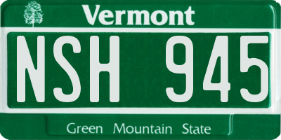 VT license plate NSH945