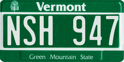VT license plate NSH947
