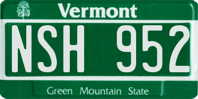 VT license plate NSH952