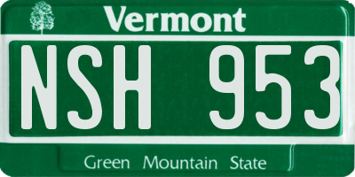 VT license plate NSH953