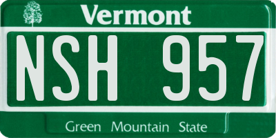 VT license plate NSH957