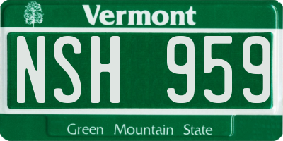 VT license plate NSH959