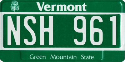 VT license plate NSH961