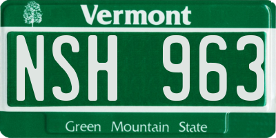 VT license plate NSH963