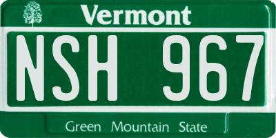 VT license plate NSH967