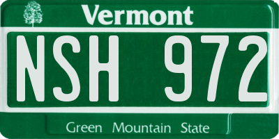 VT license plate NSH972