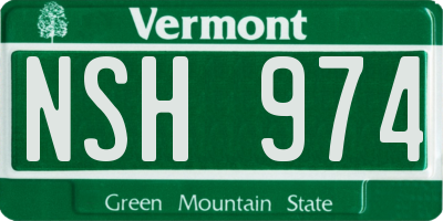 VT license plate NSH974