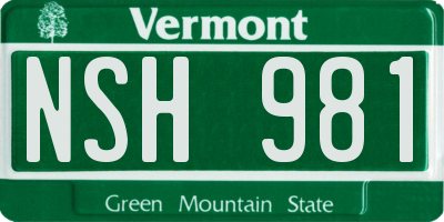 VT license plate NSH981