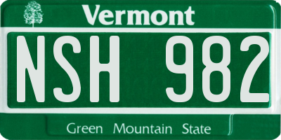 VT license plate NSH982