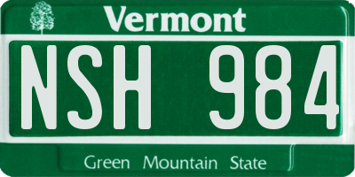 VT license plate NSH984