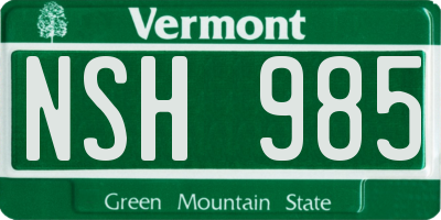 VT license plate NSH985