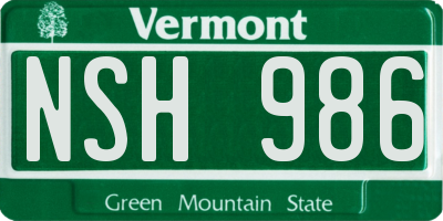 VT license plate NSH986