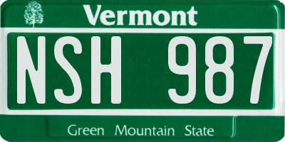 VT license plate NSH987