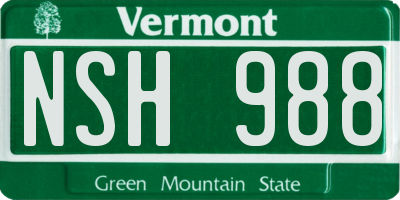 VT license plate NSH988