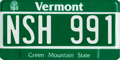 VT license plate NSH991