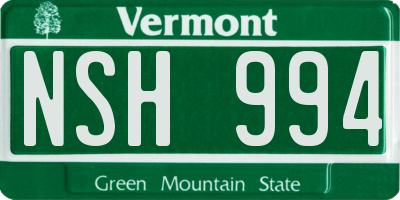 VT license plate NSH994