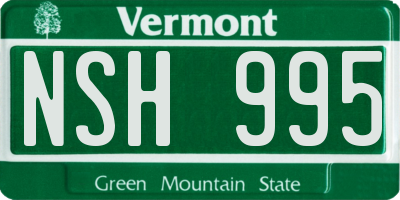 VT license plate NSH995