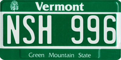VT license plate NSH996