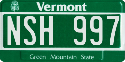 VT license plate NSH997
