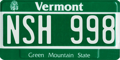 VT license plate NSH998