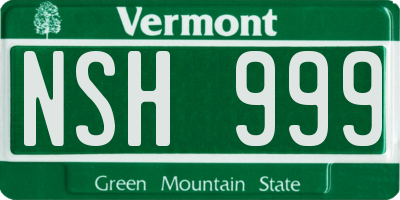 VT license plate NSH999