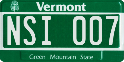 VT license plate NSI007