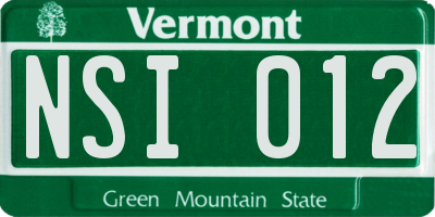 VT license plate NSI012