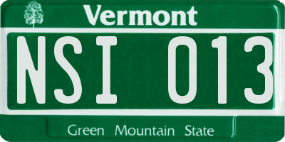 VT license plate NSI013