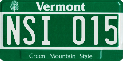 VT license plate NSI015