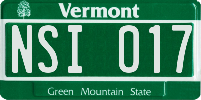 VT license plate NSI017