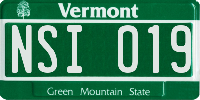 VT license plate NSI019