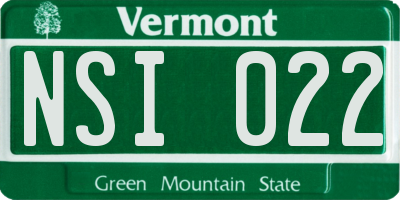 VT license plate NSI022