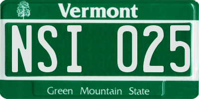 VT license plate NSI025