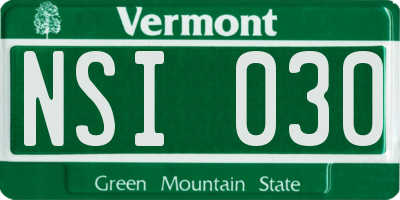 VT license plate NSI030