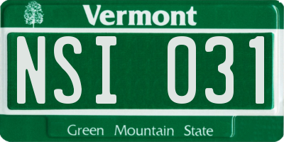 VT license plate NSI031