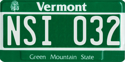 VT license plate NSI032