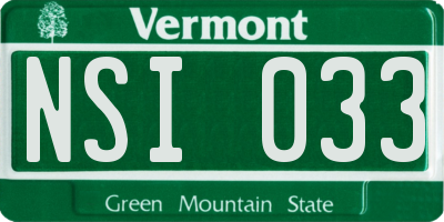 VT license plate NSI033