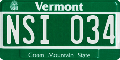 VT license plate NSI034