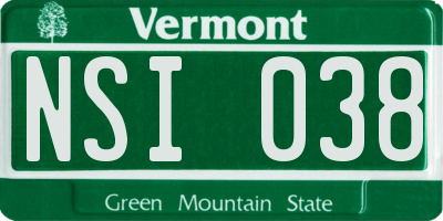 VT license plate NSI038
