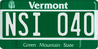 VT license plate NSI040