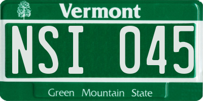 VT license plate NSI045