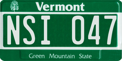 VT license plate NSI047