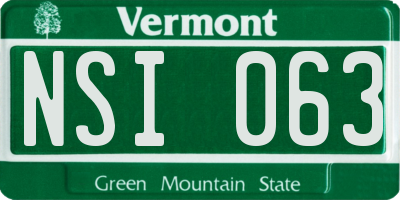 VT license plate NSI063