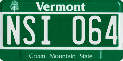 VT license plate NSI064