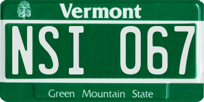 VT license plate NSI067