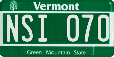 VT license plate NSI070