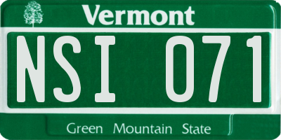 VT license plate NSI071