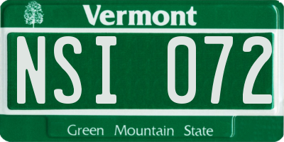 VT license plate NSI072