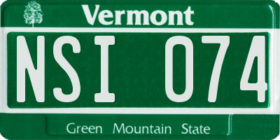 VT license plate NSI074