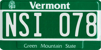 VT license plate NSI078